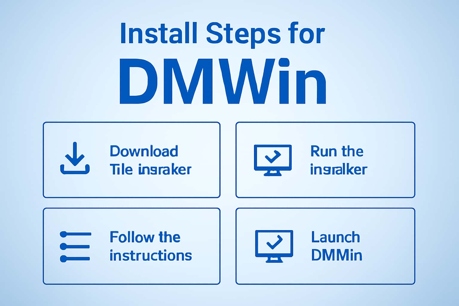 Informational image showing installation steps for DMWin.