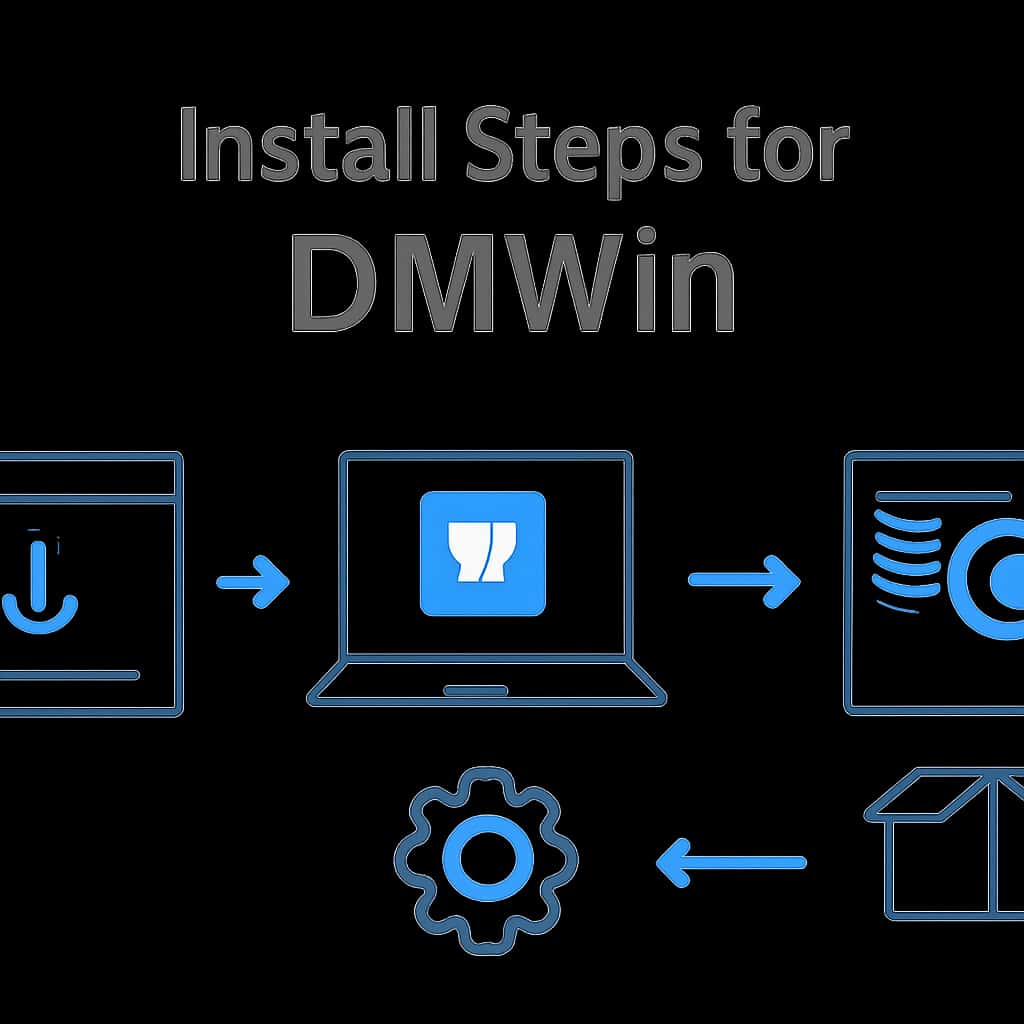 Diagram illustrating installation steps for DMWin.