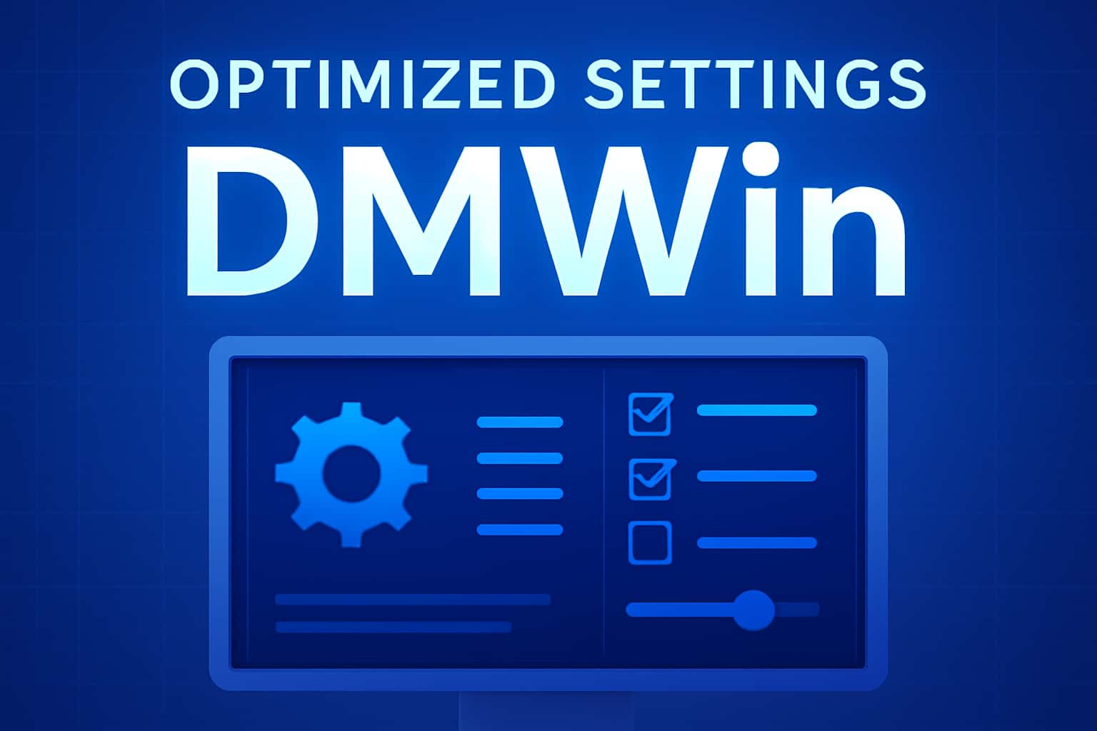 An informational scene showcasing optimized settings for the DMWin application.