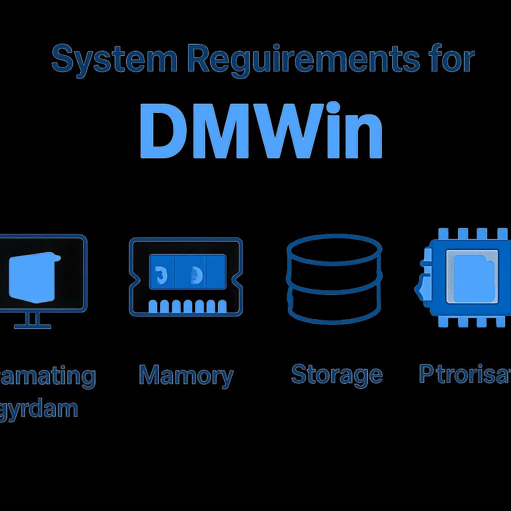 A diagram illustrating the key system requirements for DMWin.